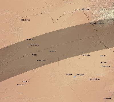 Map of the eclipse path across Botswana on 05/09/2301