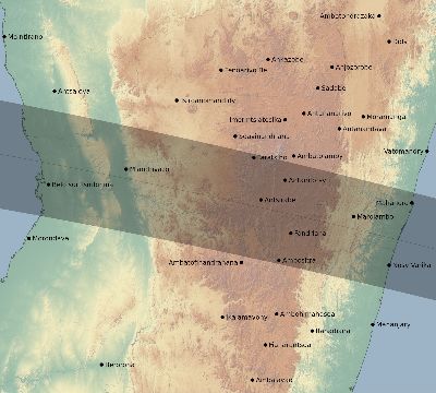 Map of the eclipse path across Madagascar on 05/09/2301