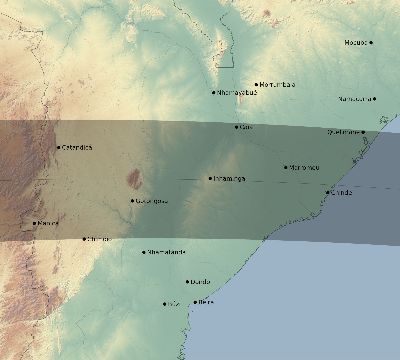 Map of the eclipse path across Mozambique on 05/09/2301