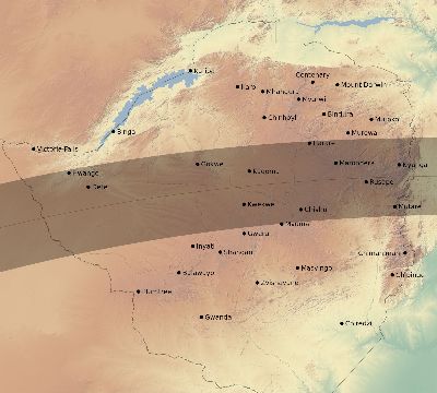 Map of the eclipse path across Zimbabwe on 05/09/2301