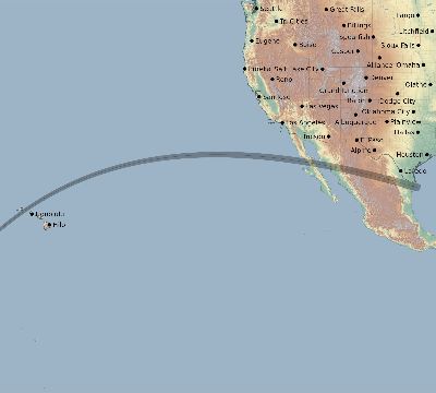 Map of the eclipse path across United States on 04/29/2302