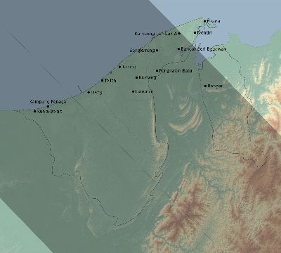 Map of the eclipse path across Brunei on 10/22/2302