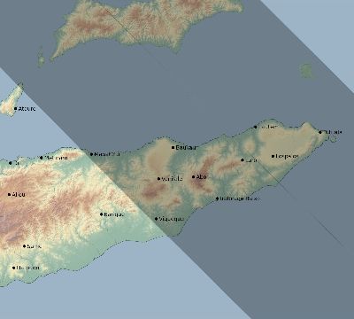 Map of the eclipse path across Timor-Leste on 10/22/2302
