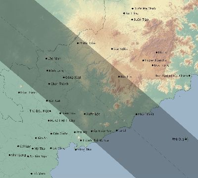 Map of the eclipse path across Vietnam on 10/22/2302