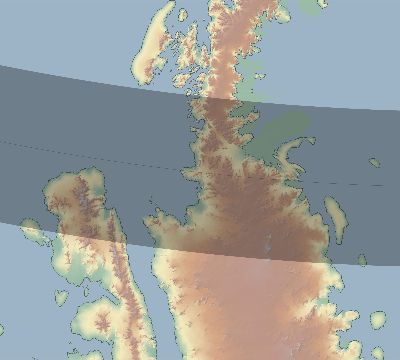 Map of the eclipse path across Antarctica on 10/11/2303