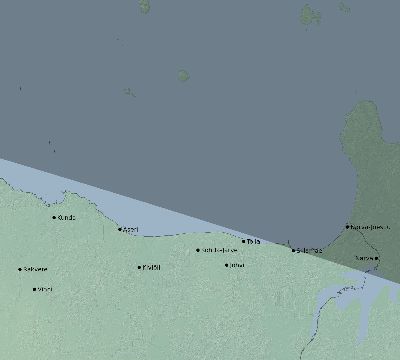 Map of the eclipse path across Estonia on 08/21/2305