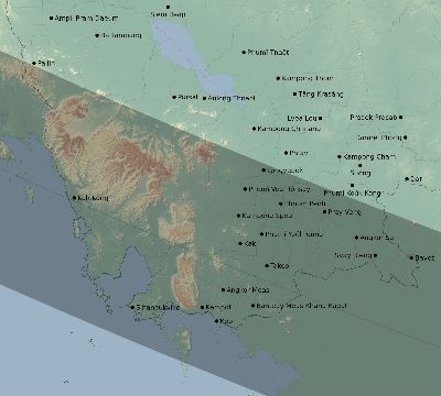 Map of the eclipse path across Cambodia on 08/21/2305