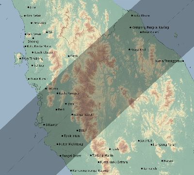 Map of the eclipse path across Malaysia on 02/14/2306