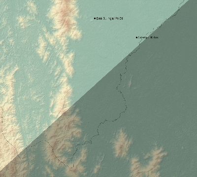 Map of the eclipse path across Thailand on 02/14/2306