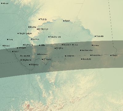 Map of the eclipse path across Mauritania on 08/10/2306