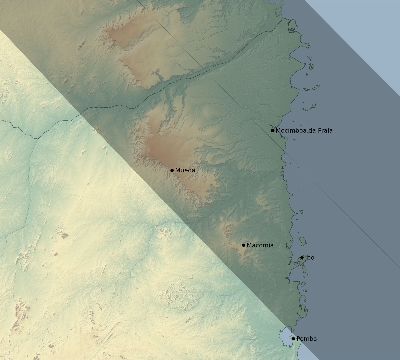 Map of the eclipse path across Mozambique on 08/10/2306