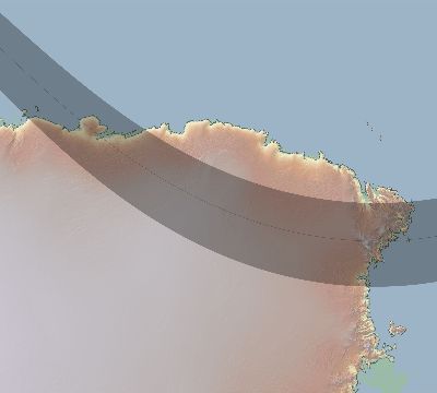 Map of the eclipse path across Antarctica on 12/14/2308
