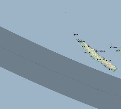 Map of the eclipse path across New Caledonia on 12/03/2309