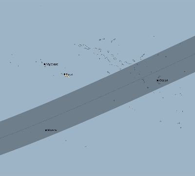 Map of the eclipse path across French Polynesia on 12/03/2309
