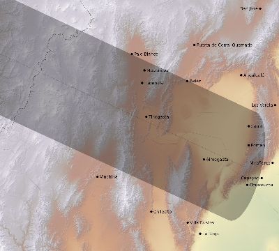 Map of the eclipse path across Argentina on 05/29/2310