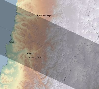 Map of the eclipse path across Chile on 05/29/2310