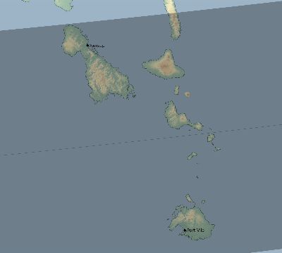Map of the eclipse path across Vanuatu on 03/27/2313