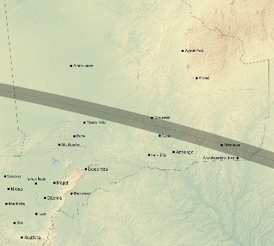 Map of the eclipse path across Mali on 09/21/2313