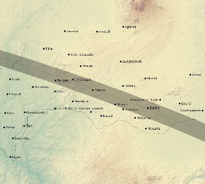 Map of the eclipse path across Niger on 09/21/2313