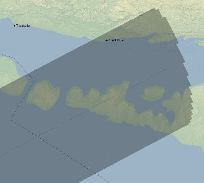 Map of the eclipse path across Canada on 01/25/2316