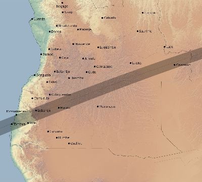 Map of the eclipse path across Angola on 07/20/2316