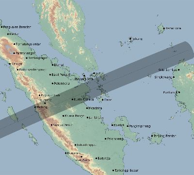 Map of the eclipse path across Indonesia on 01/14/2317
