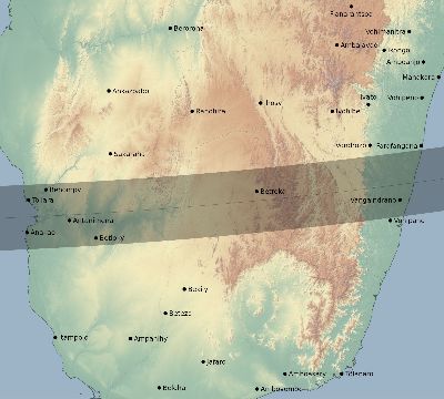 Map of the eclipse path across Madagascar on 01/14/2317