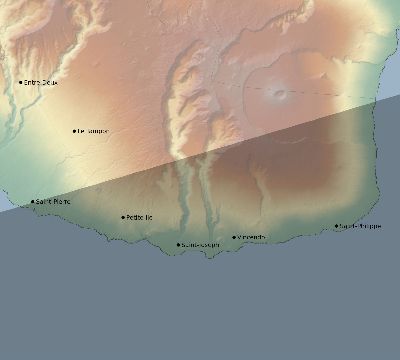 Map of the eclipse path across Réunion on 01/14/2317