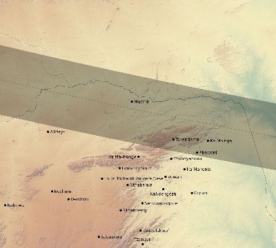 Map of the eclipse path across South Africa on 01/14/2317