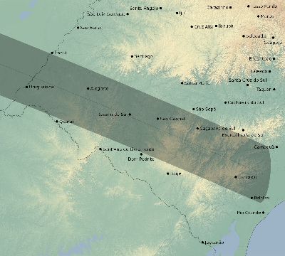 Map of the eclipse path across Brazil on 05/20/2319