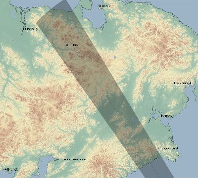 Map of the eclipse path across Russia on 11/13/2319
