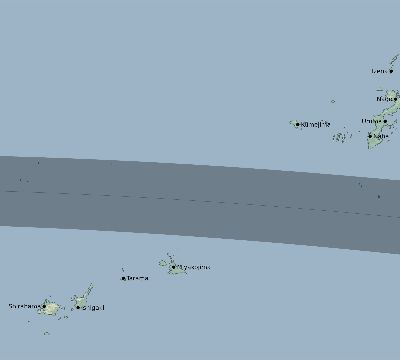 Map of the eclipse path across Japan on 05/09/2320