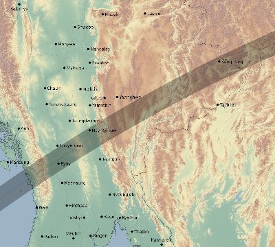 Map of the eclipse path across Myanmar on 05/09/2320