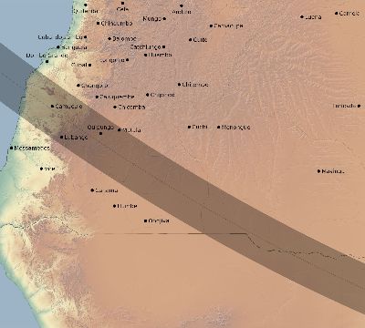 Map of the eclipse path across Angola on 11/01/2320