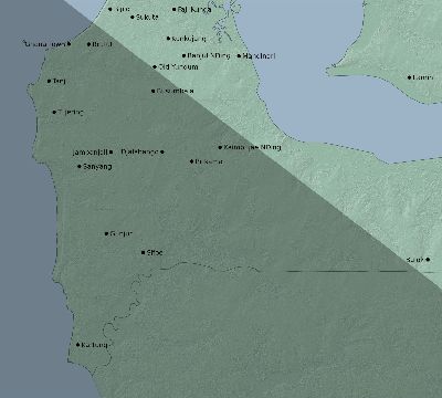 Map of the eclipse path across Gambia on 11/01/2320