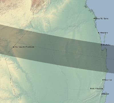 Map of the eclipse path across Mozambique on 11/01/2320