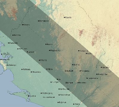 Map of the eclipse path across Sierra Leone on 11/01/2320