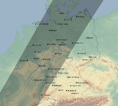 Map of the eclipse path across Germany on 04/28/2321