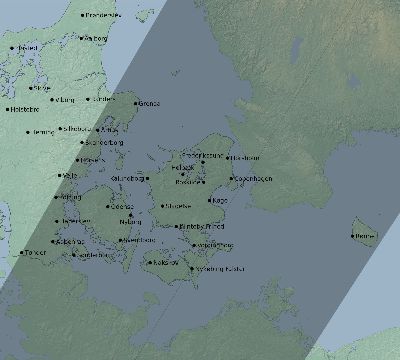 Map of the eclipse path across Denmark on 04/28/2321