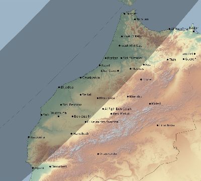 Map of the eclipse path across Morocco on 04/28/2321