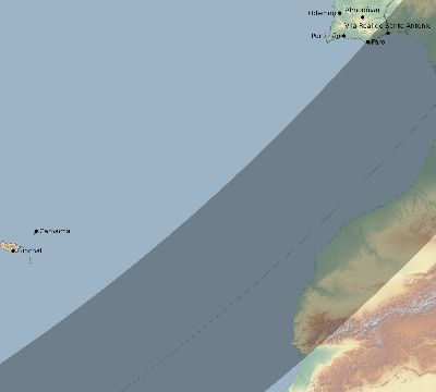 Map of the eclipse path across Portugal on 04/28/2321