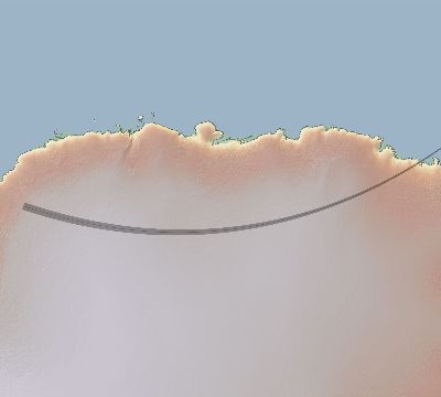 Map of the eclipse path across Antarctica on 03/08/2323