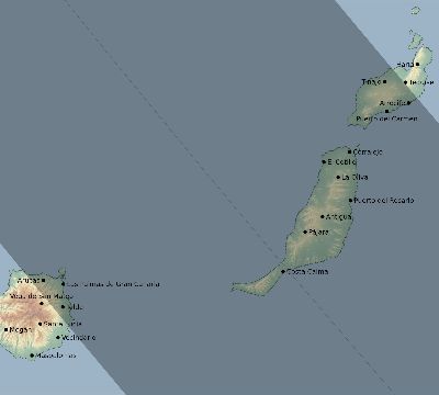 Map of the eclipse path across Spain on 09/01/2323