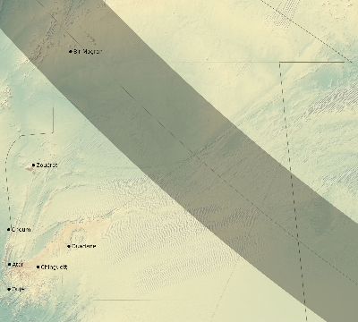 Map of the eclipse path across Mauritania on 09/01/2323