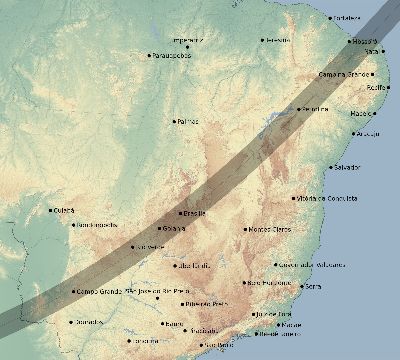 Map of the eclipse path across Brazil on 02/25/2324