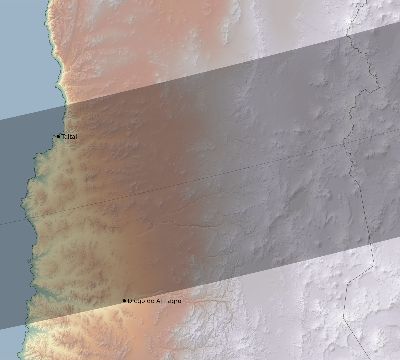 Map of the eclipse path across Chile on 02/25/2324