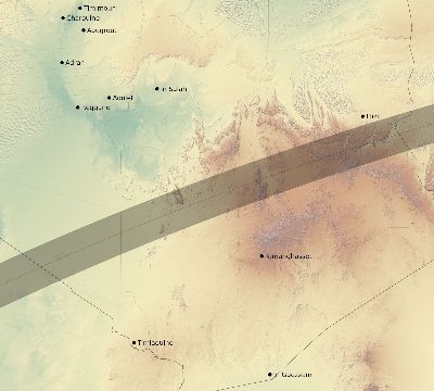 Map of the eclipse path across Algeria on 02/25/2324