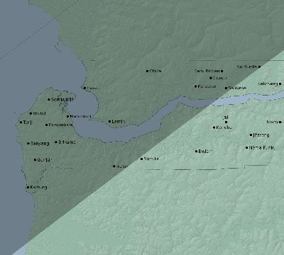 Map of the eclipse path across Gambia on 02/25/2324