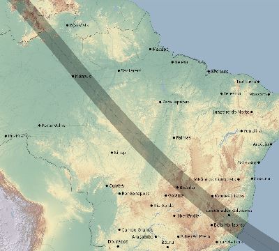 Map of the eclipse path across Brazil on 08/20/2324