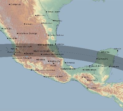 Map of the eclipse path across Mexico on 08/20/2324